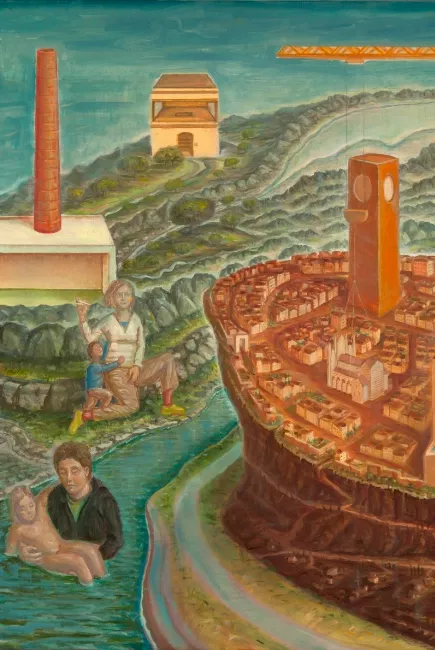 Philippe Fretz, Orvieto, bain, 2013, huile sur toile, 100x100