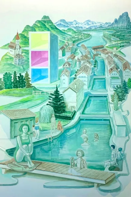 Philippe Fretz, Painting Big Stories, Aarebad Thun, 2026, huile sur toile, 120 x 100